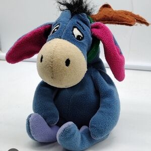 Eeyore Plush 9" tall with Pink Bow on Tail Bean Bag Disney Plush